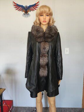 #787 Leather/fox fur jacket
